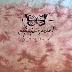 Anti Social Butterfly tie dye crop sweatshirt XXL